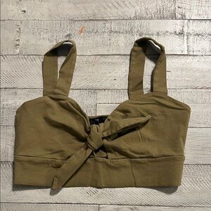 Forever 21 Olive Tie-Front Crop Top